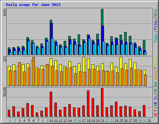 Daily usage for June 2013