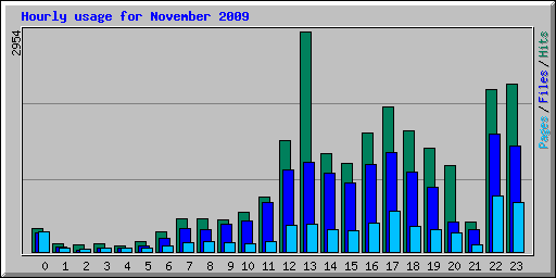 Hourly usage for November 2009
